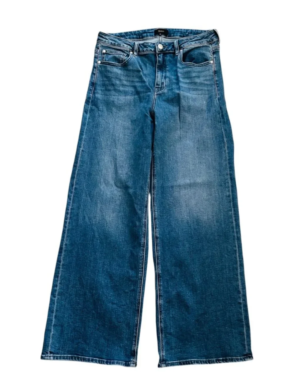 Quince Women's Size 32 Bella Stretch Wide Leg Seaside Blue Jeans